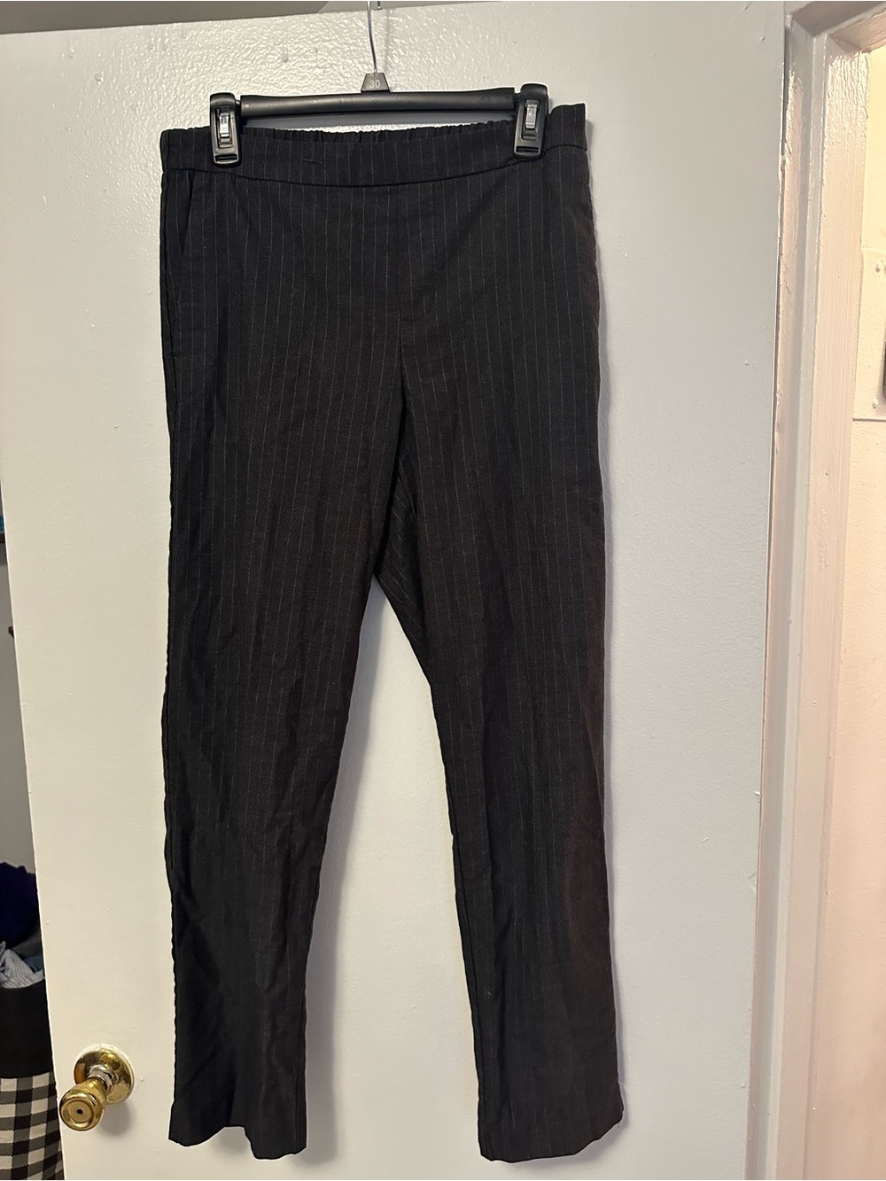 Old Navy Dark Grey Pinstripe Straight Leg Pants